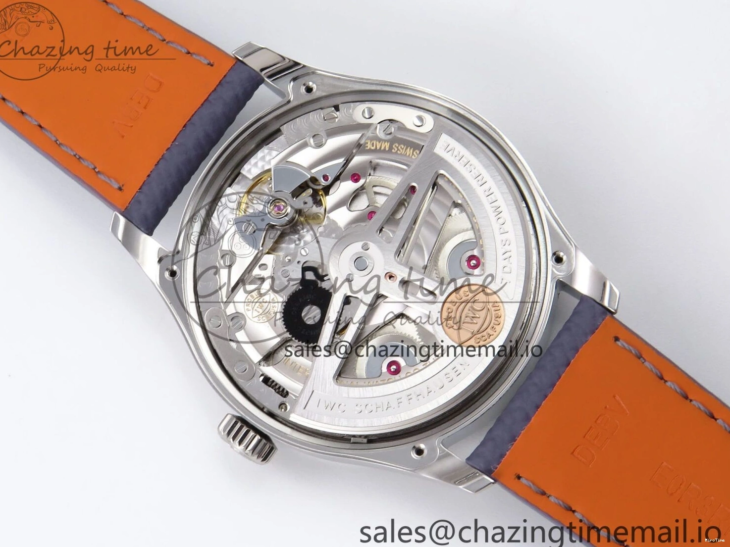 MIROTIME 0502 Lightweight Portugieser Automatic SS IW501708 APSF 1:1 Best Edition Light Blue Dial on Gray Leather Strap A 7012